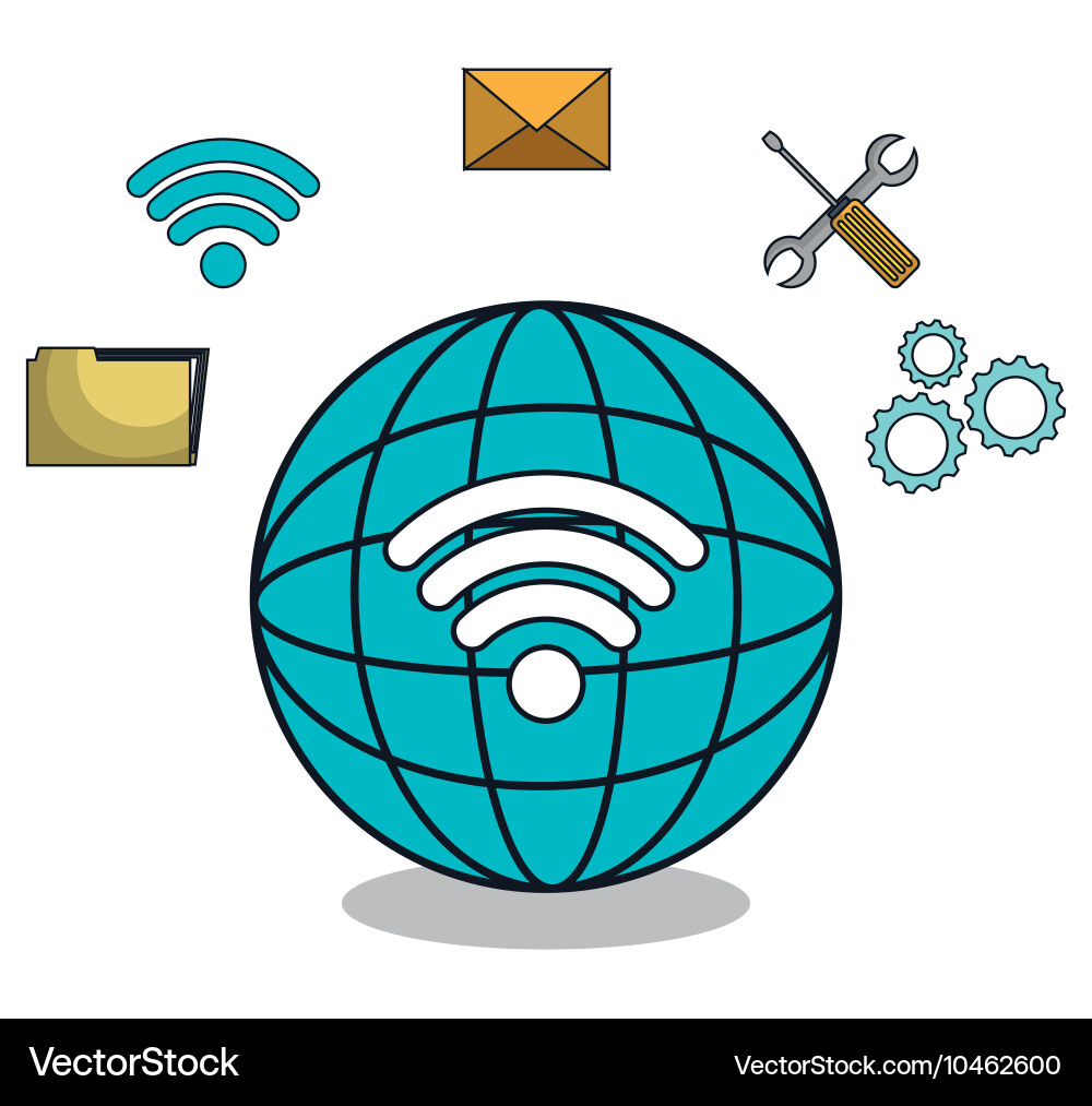 Planet globe browser settings icons vector image