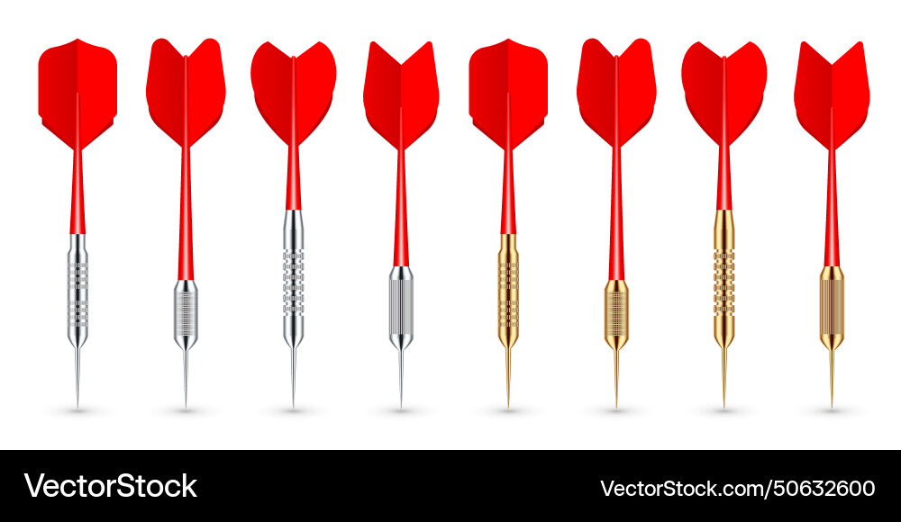 Red dart arrows with metal tip and shadow Red dart arrows with metal tip and shadow vector image