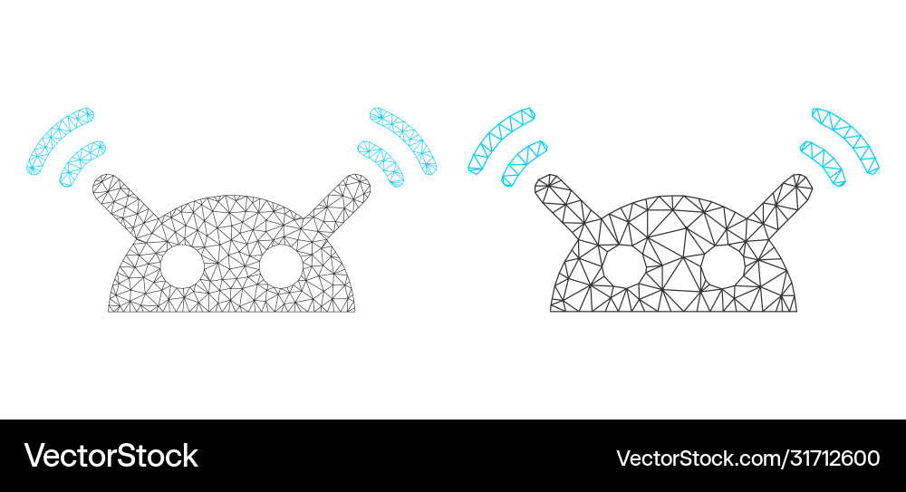 Robot radio signal icon - triangular mesh vector image