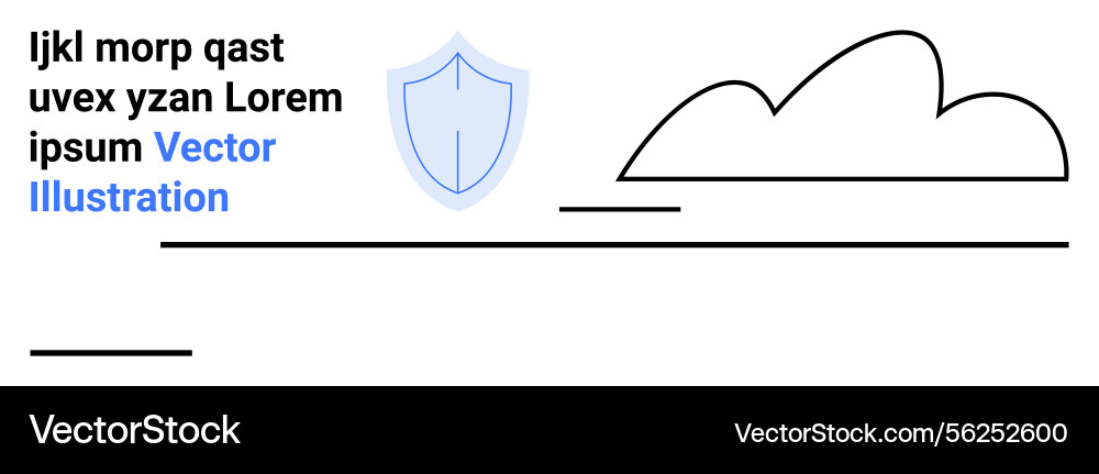 Shield icon with abstract lines and cloud Shield icon with abstract lines and cloud vector image