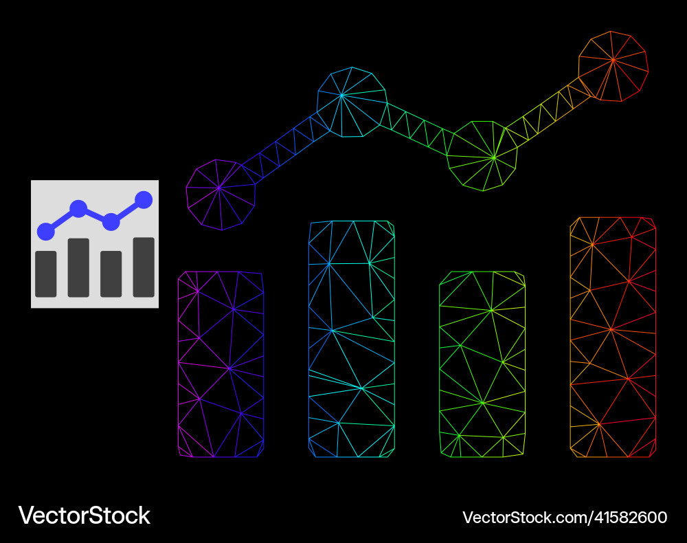 Spectrum gradient polygonal network trend chart Spectrum gradient polygonal network trend chart vector image