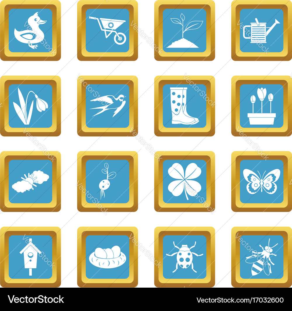 Spring icons azure Vector Image