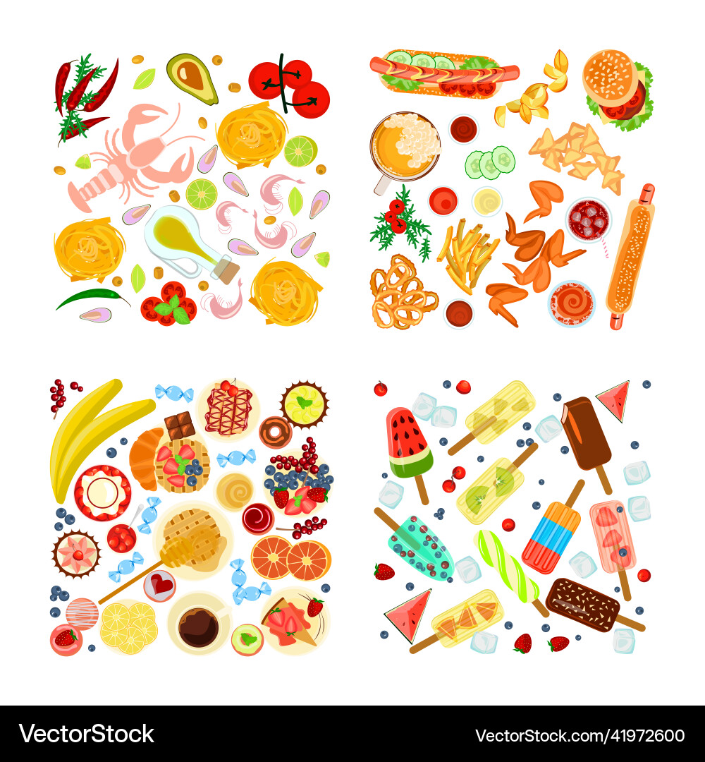 Square compositions menu banner with different Vector Image