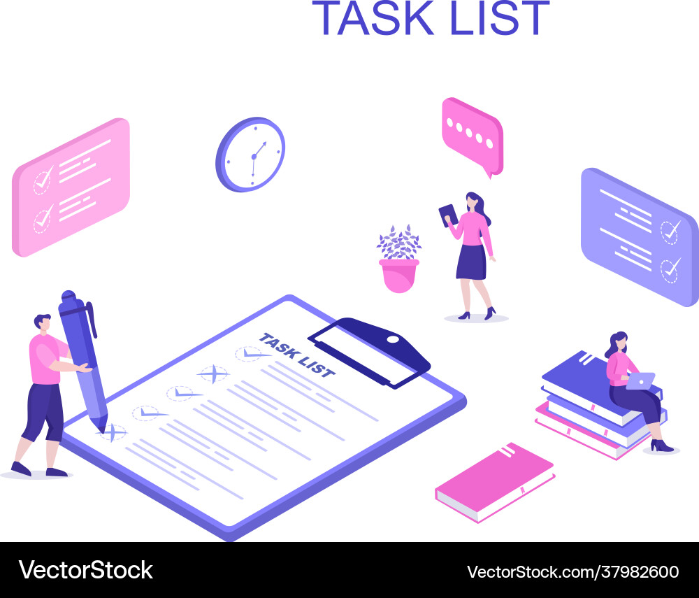 Task list to do time management work Task list to do time management work Vector Image
