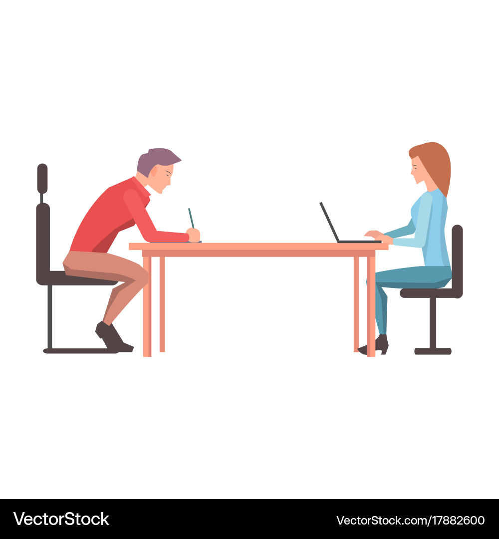 Two character discuss their project Vector Image