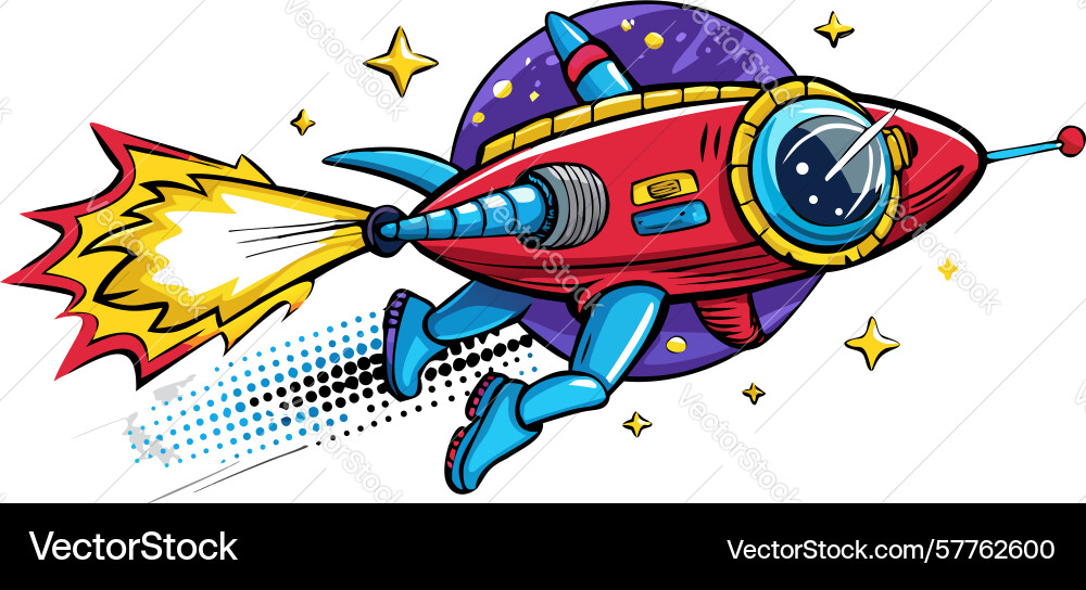 Whimsical astronaut riding rocket in space design Vector Image