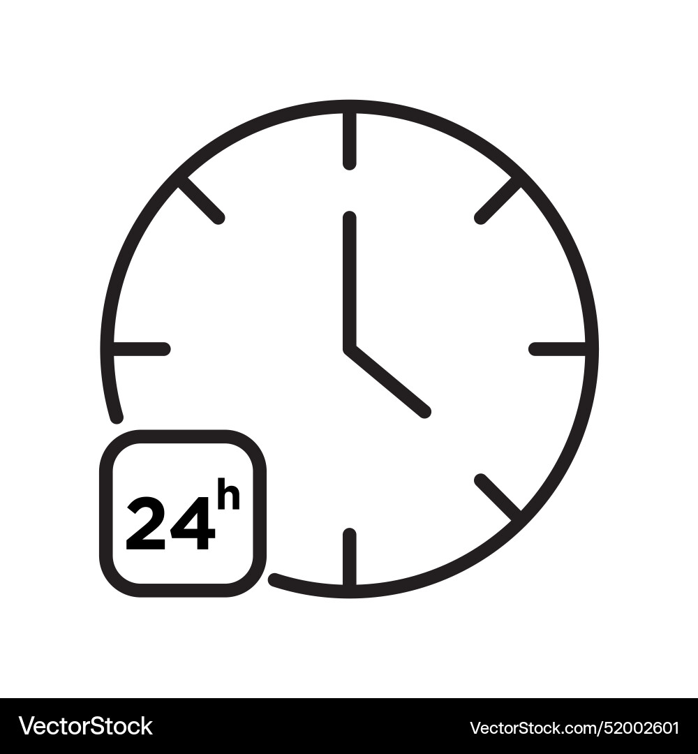 24x7 availability icon for around-the-clock vector image