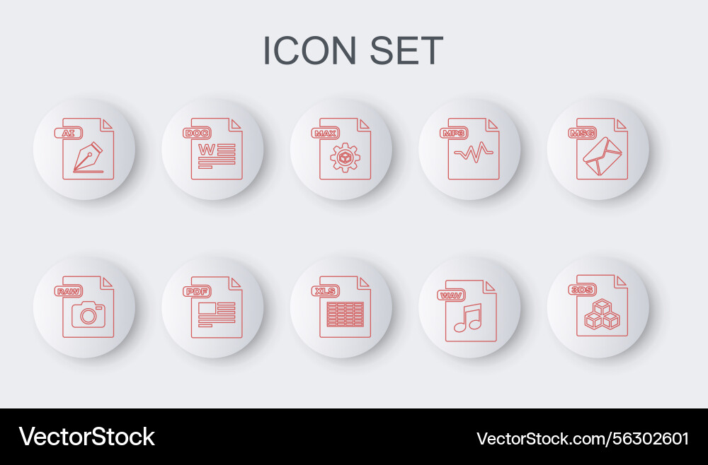 3D File & Document Icons Set vector image