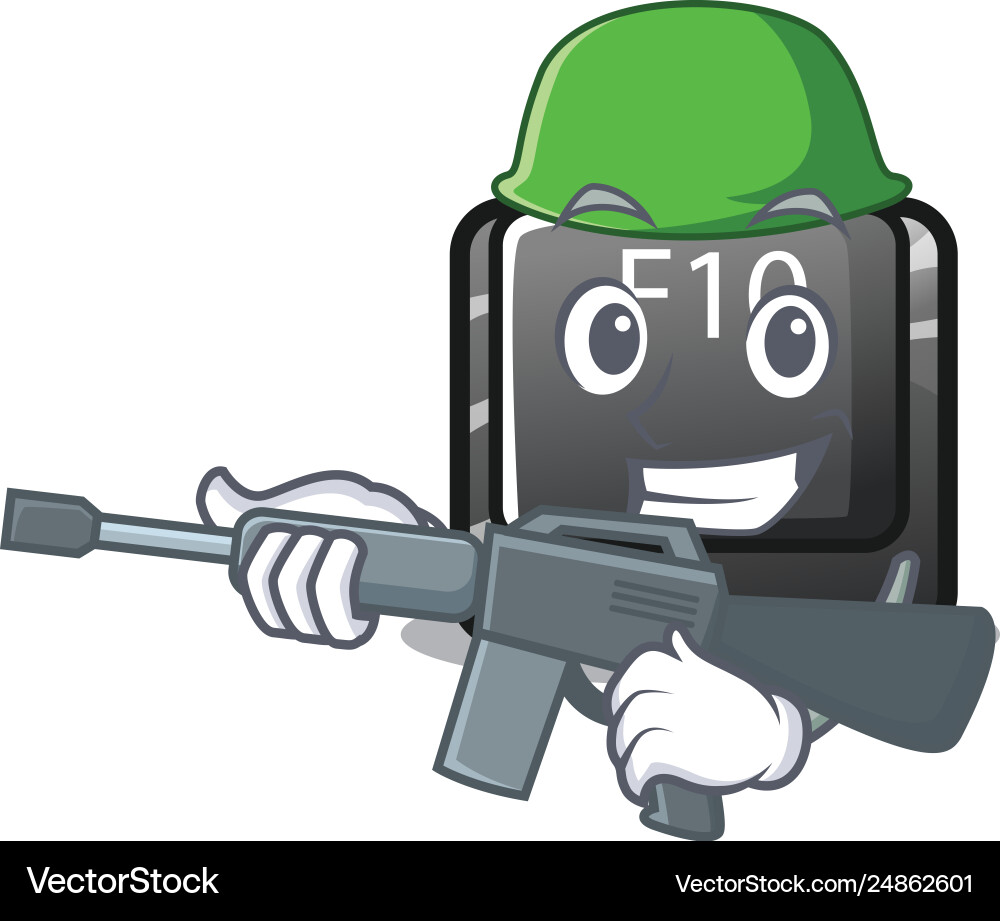 Army button f10 in mascot shape vector image