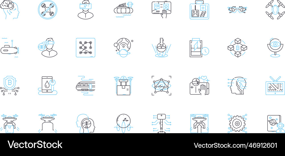 Automated shipping linear icons set efficiency Automated shipping linear icons set efficiency Vector Image
