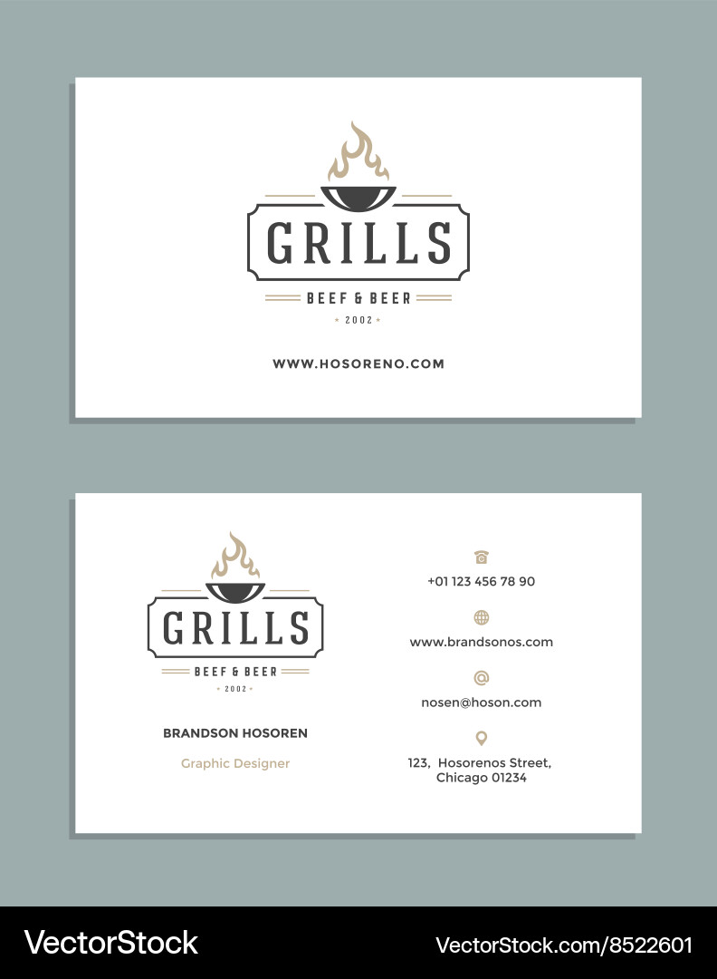 Business card design and retro style template logo Vector Image