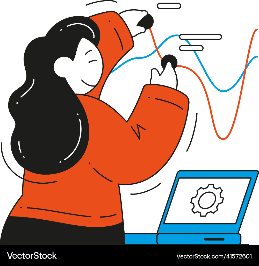 Business woman optimizing financial marketing Business woman optimizing financial marketing vector image