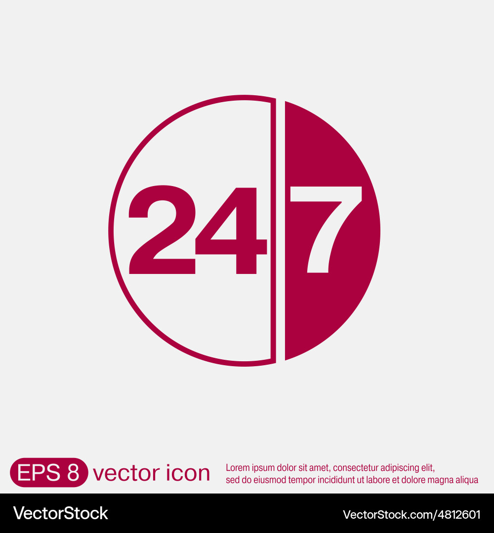 Character 24 7 open hours a day and days Vector Image