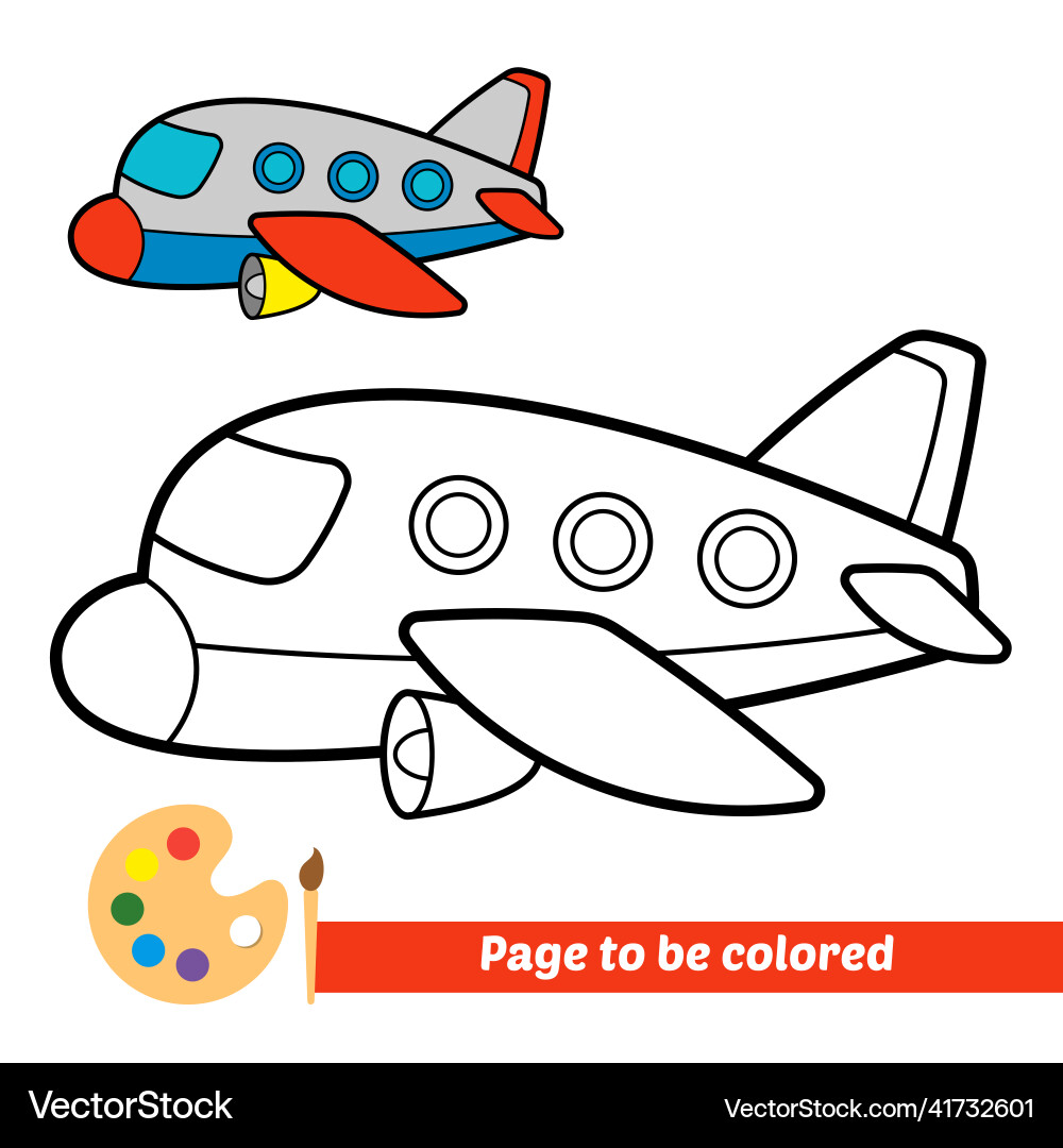 Coloring book for kids plane Coloring book for kids plane vector image