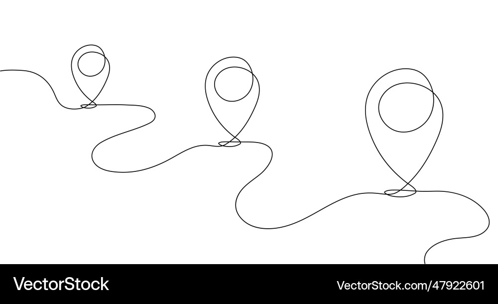 Continuous line map pin concept Continuous line map pin concept Vector Image