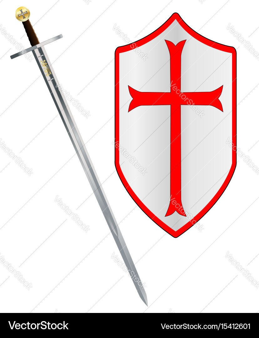 Crusader Sword and Shield vector image