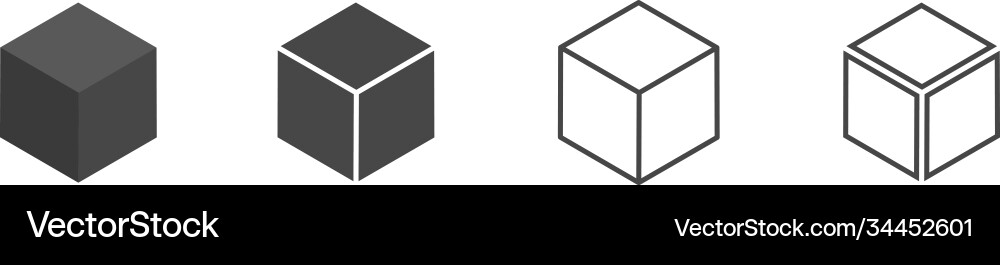 Cube set isolated icon 3d box in different styles Vector Image