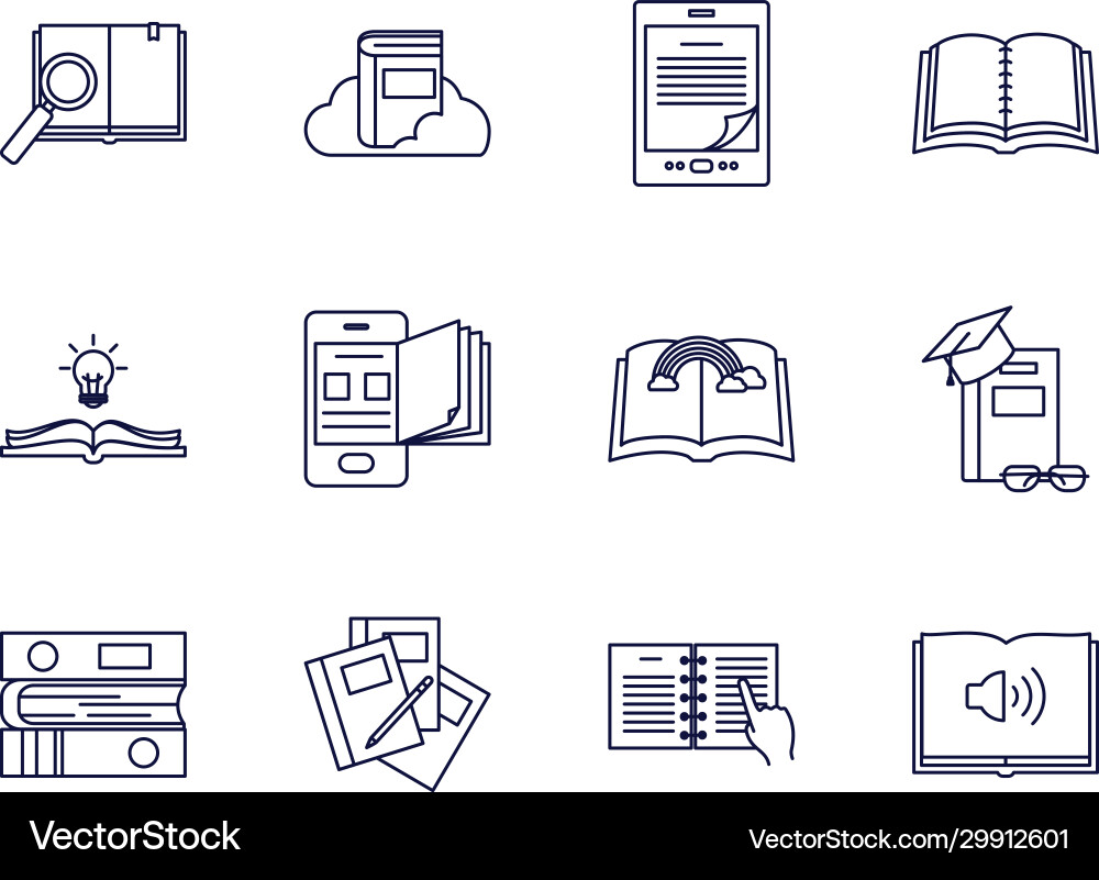 Isolated books line style icon set design Vector Image