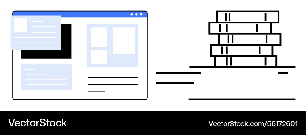 Library of knowledge with digital and physical Library of knowledge with digital and physical vector image