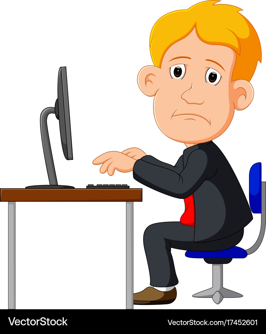 Man working on computer Vector Image