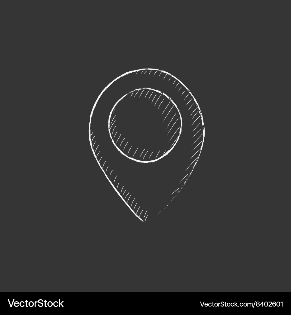Map pointer drawn in chalk icon Vector Image