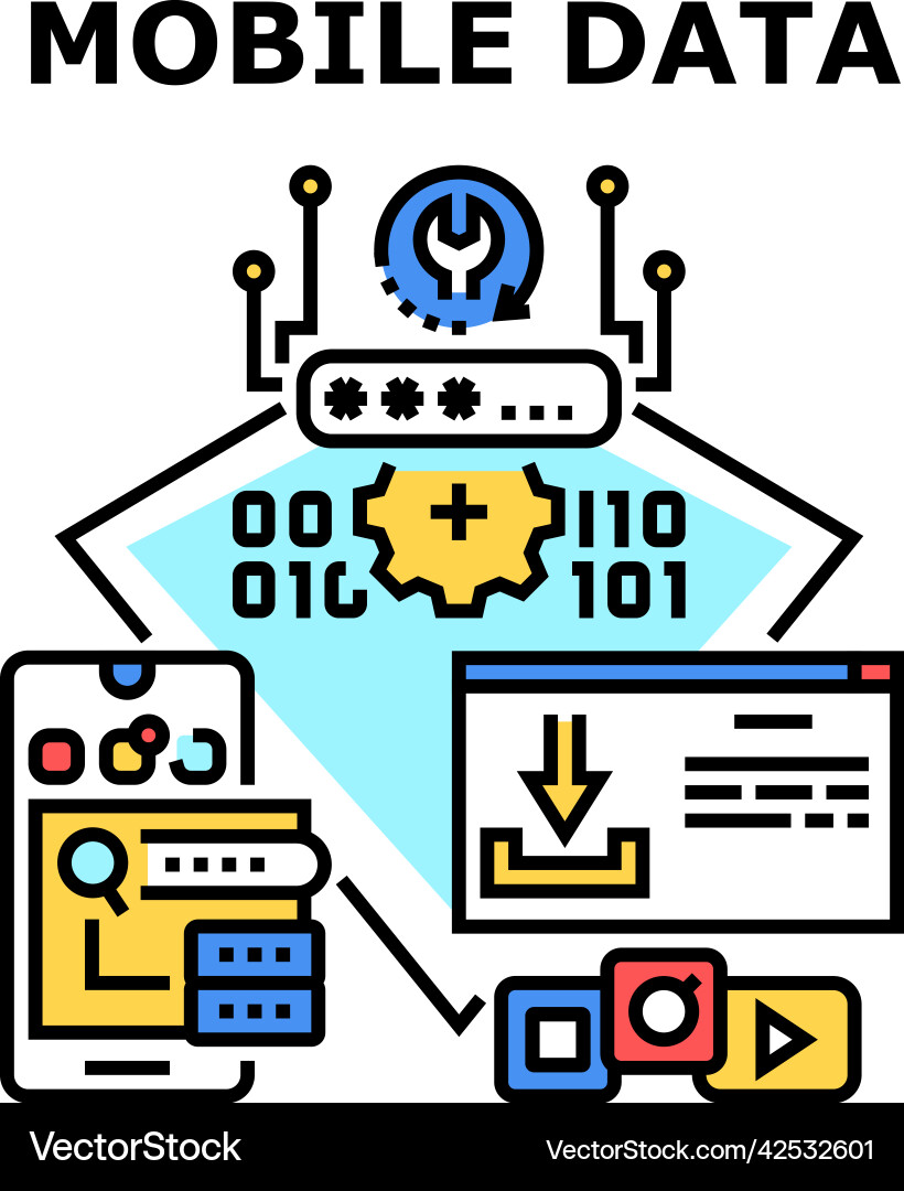 Mobile data concept color Vector Image