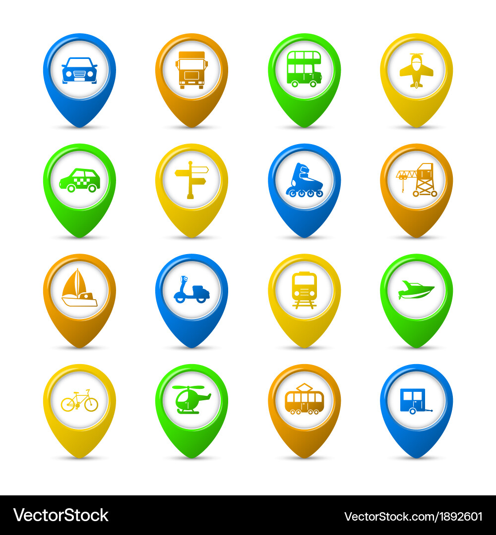 Navigation pins set vector image