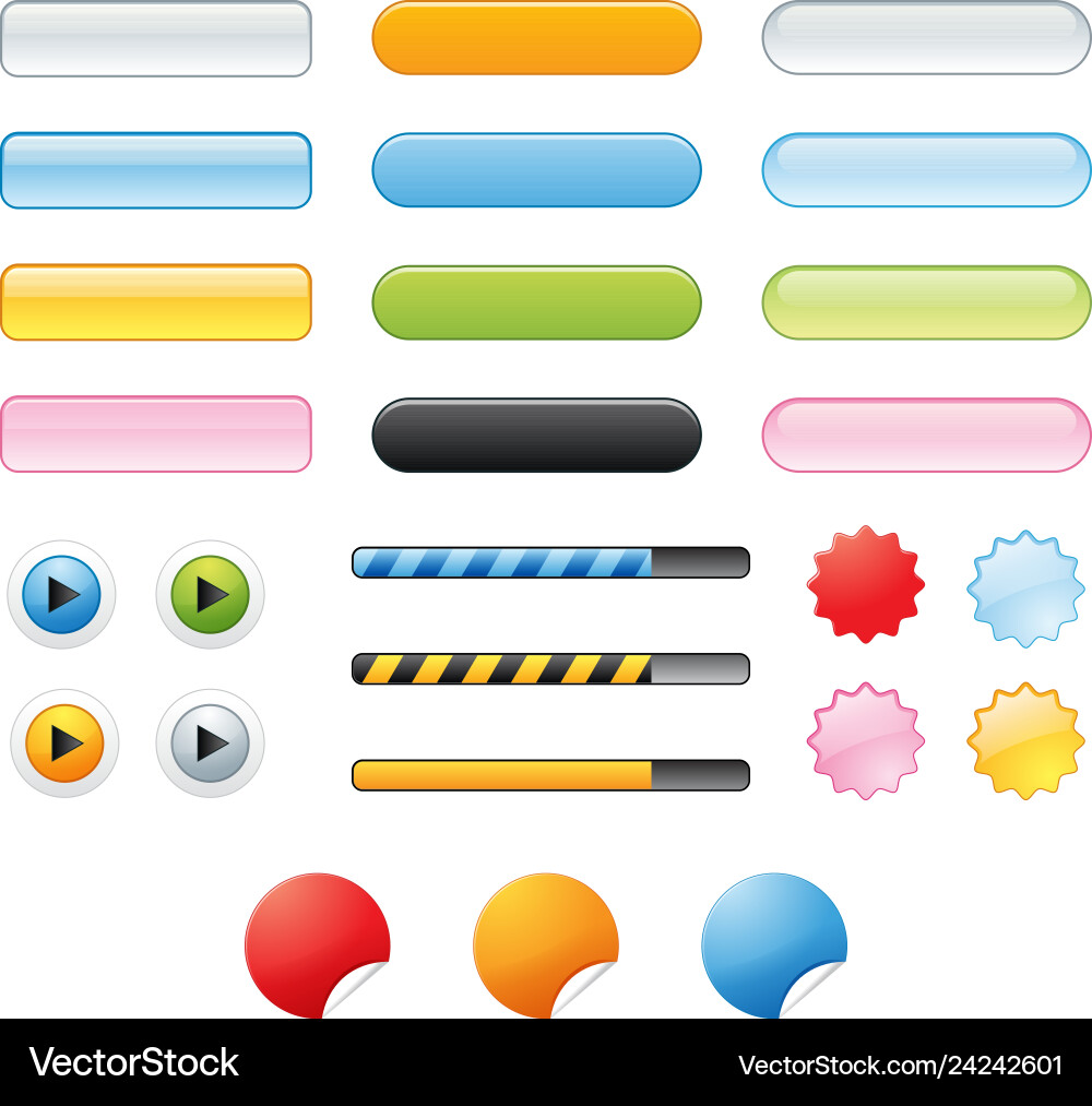 Realistic 3D Button Animations Vector Image