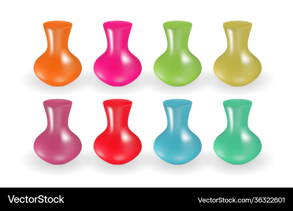 Realistic 3d vase design element collection set Realistic 3d vase design element collection set vector image