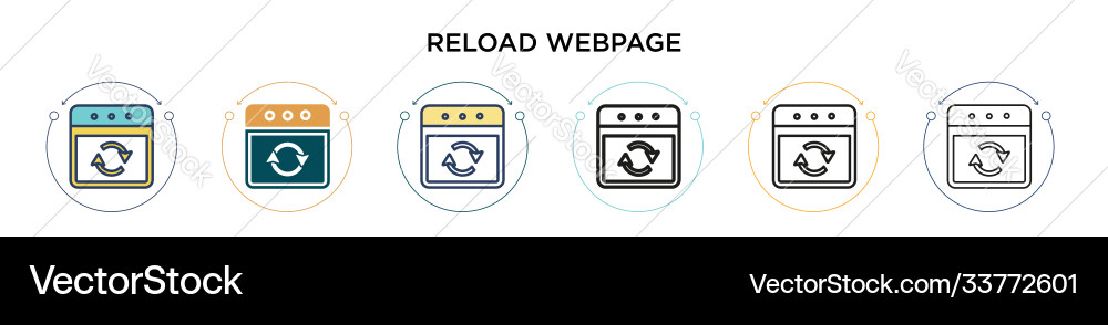 Reload webpage icon in filled thin line outline Reload webpage icon in filled thin line outline Vector Image