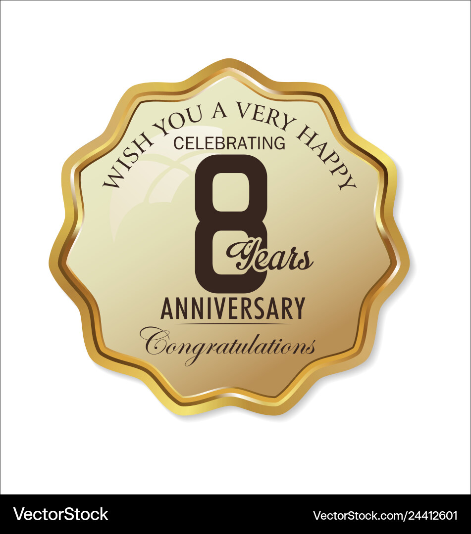 Retro Jubiläum 8 Jahre Label Vektorbild