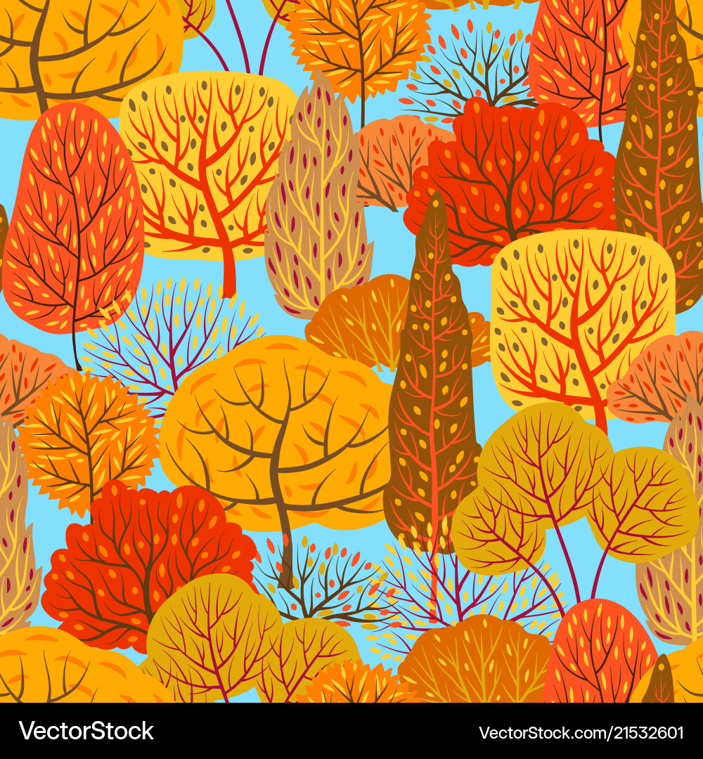 Seamless pattern with autumn stylized trees Seamless pattern with autumn stylized trees vector image
