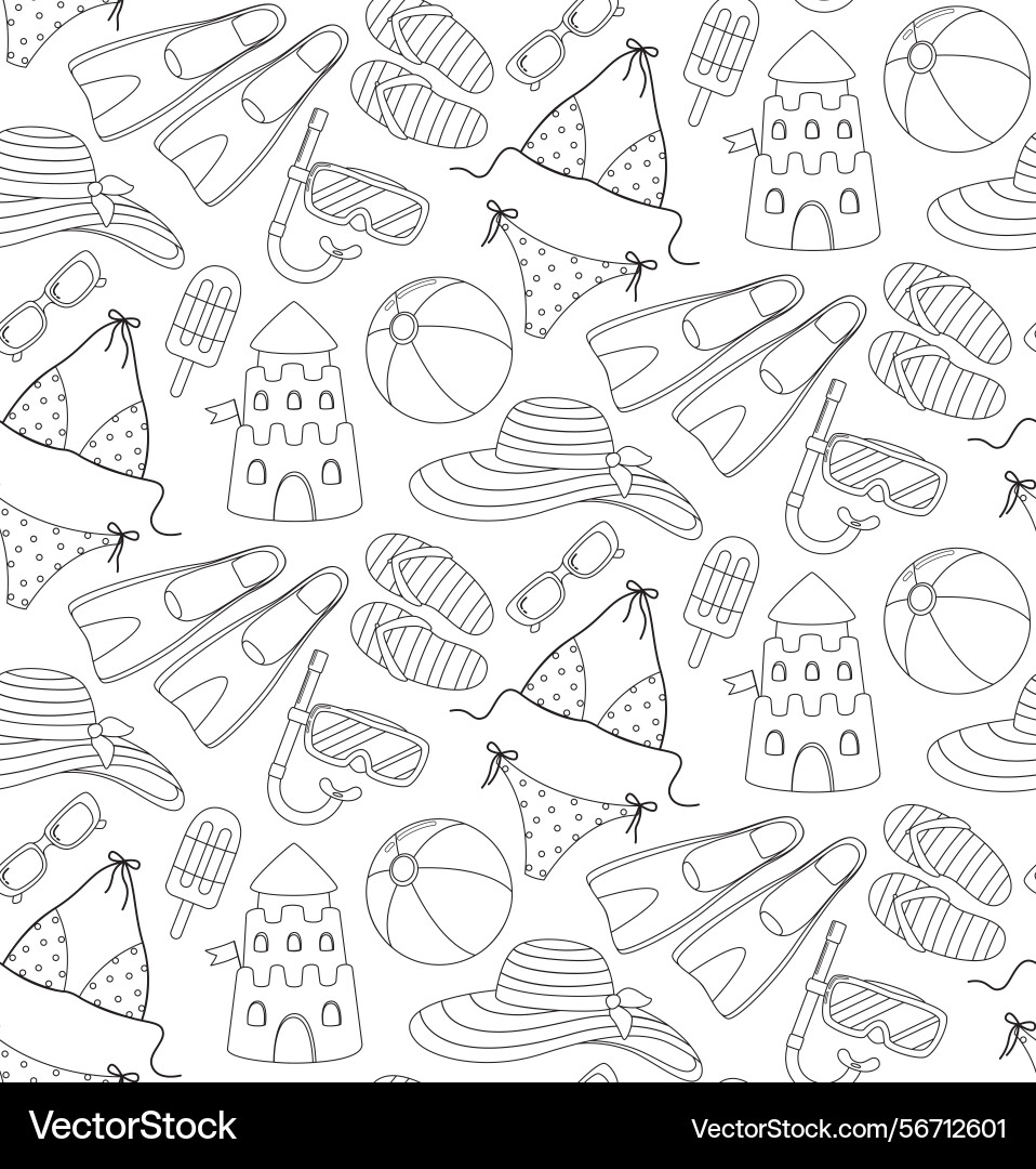 Seamless pattern with summer objects and clothes Vector Image