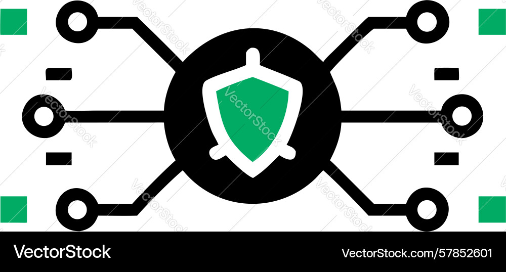 Secure digital network with shield icon Vector Image