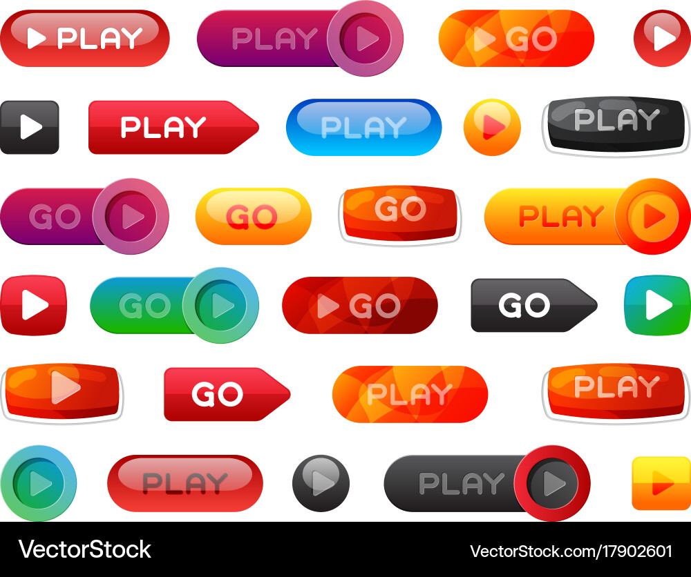 Ui interface button play media internet website vector image