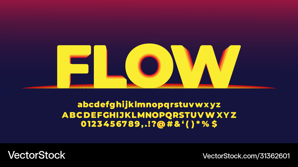 Yellow flow effect font styles design template vector image