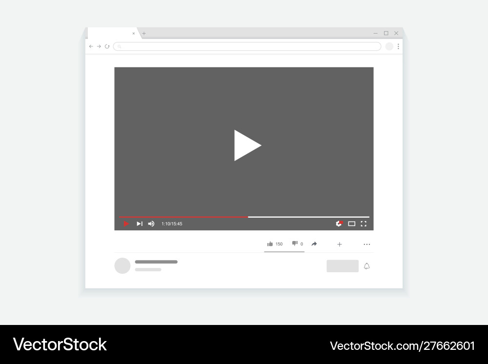 YouTube Player Website UI vector image