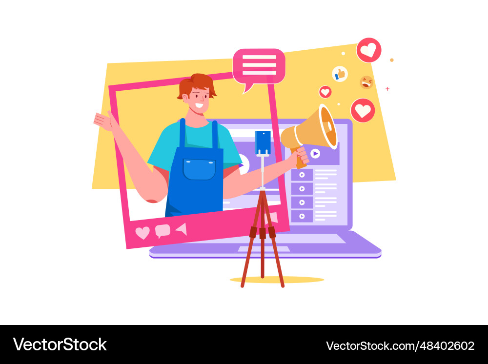 Blogger creating content Blogger creating content Vector Image