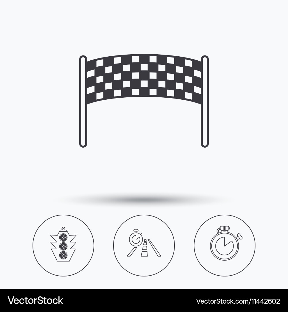 Checkpoint traffic lights and timer icons vector image