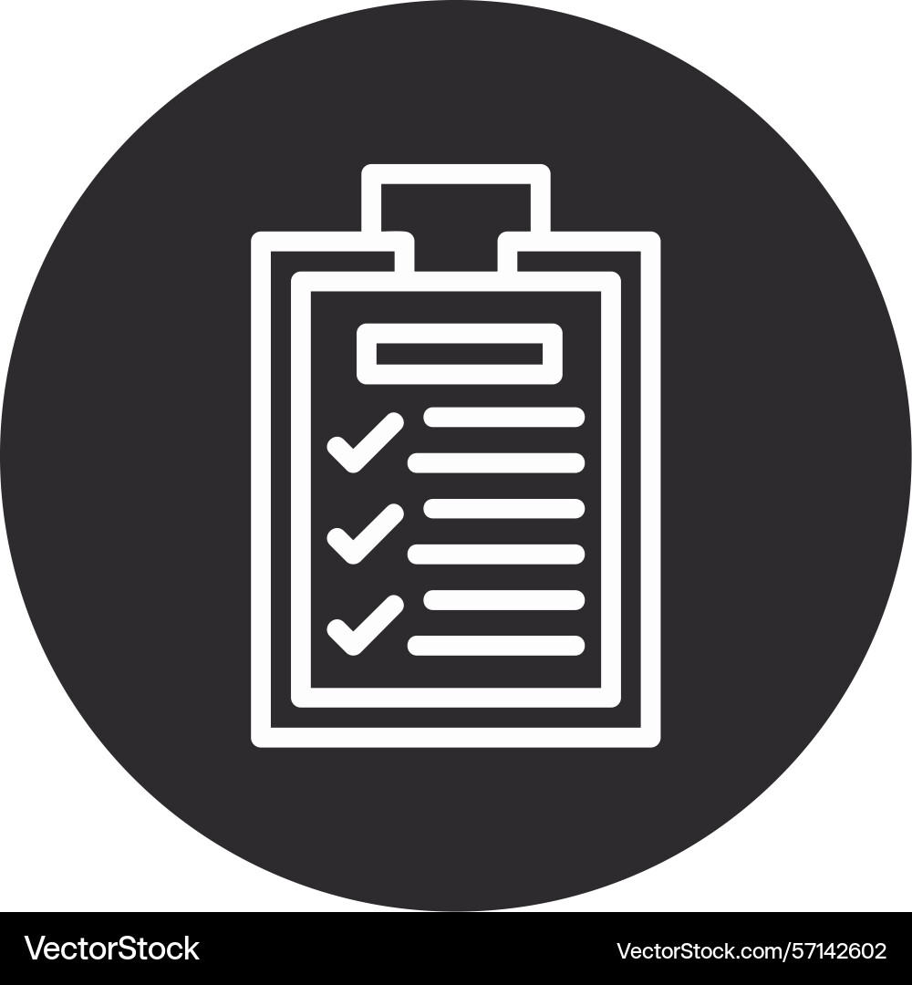 Clipboard with checklist inverted circle black vector image