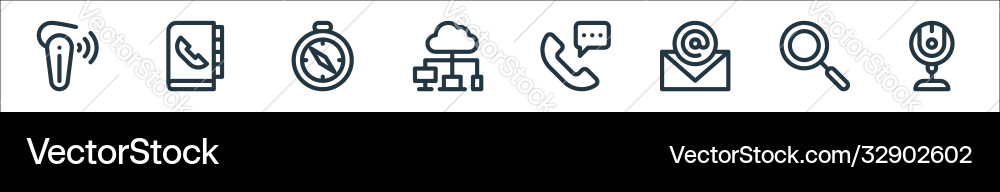 Communication and media line icons linear set Communication and media line icons linear set vector image