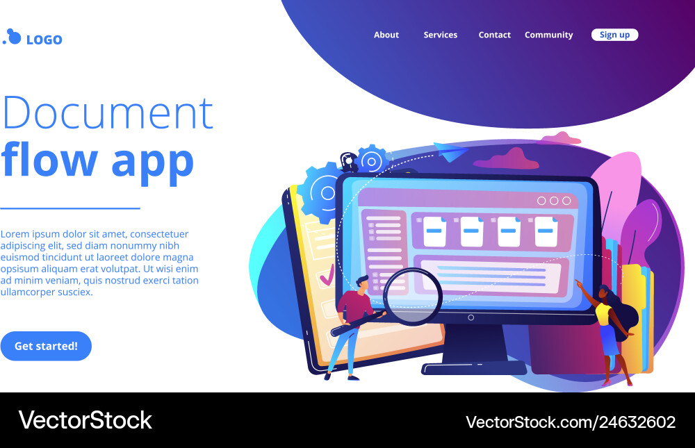 Document management soft concept landing page Vector Image