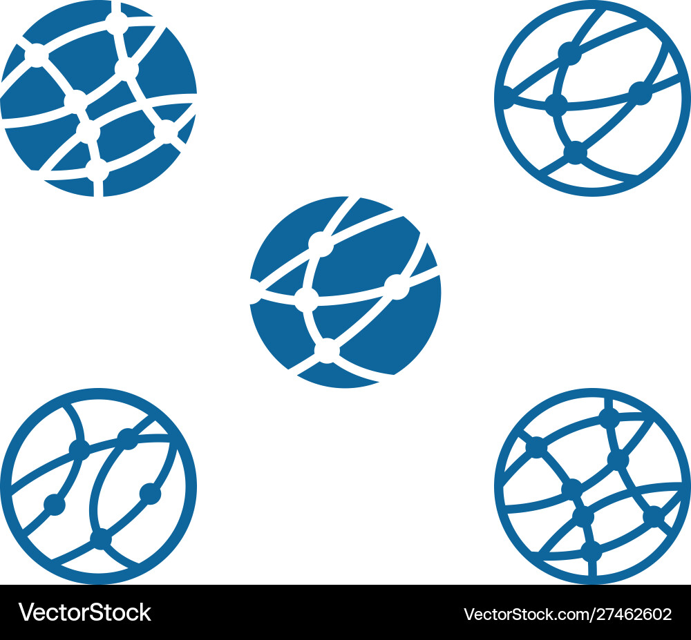 Global Network Icon Set vector image