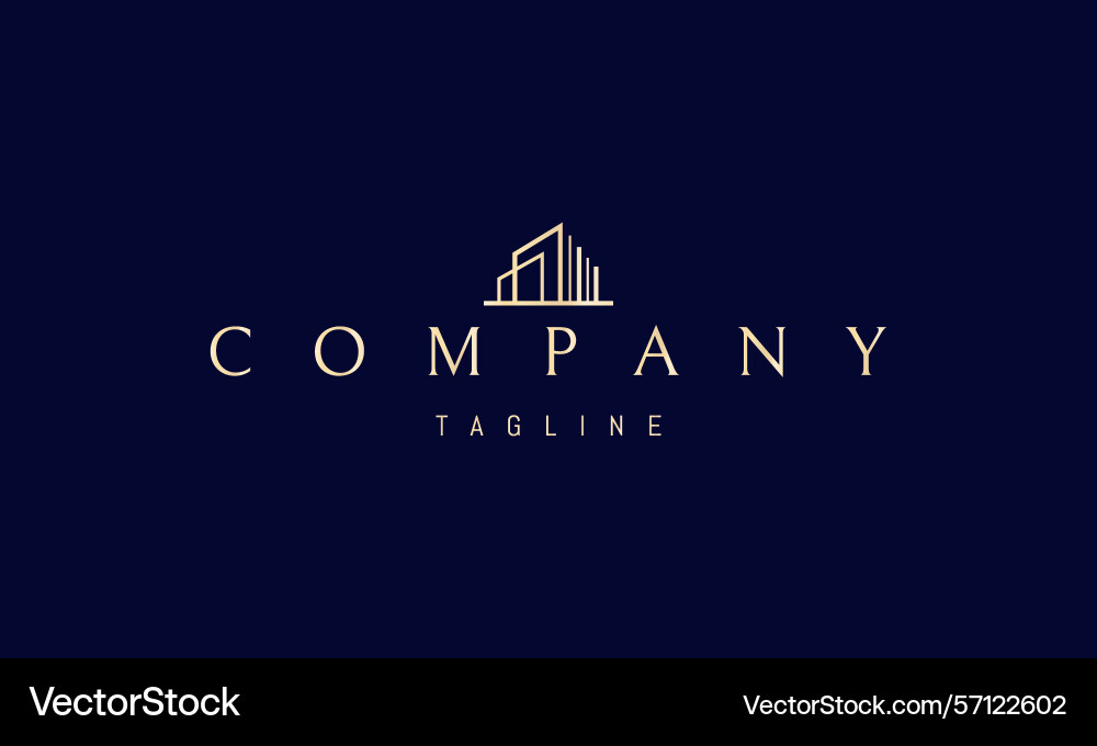 Golden logo with an abstract image Vector Image