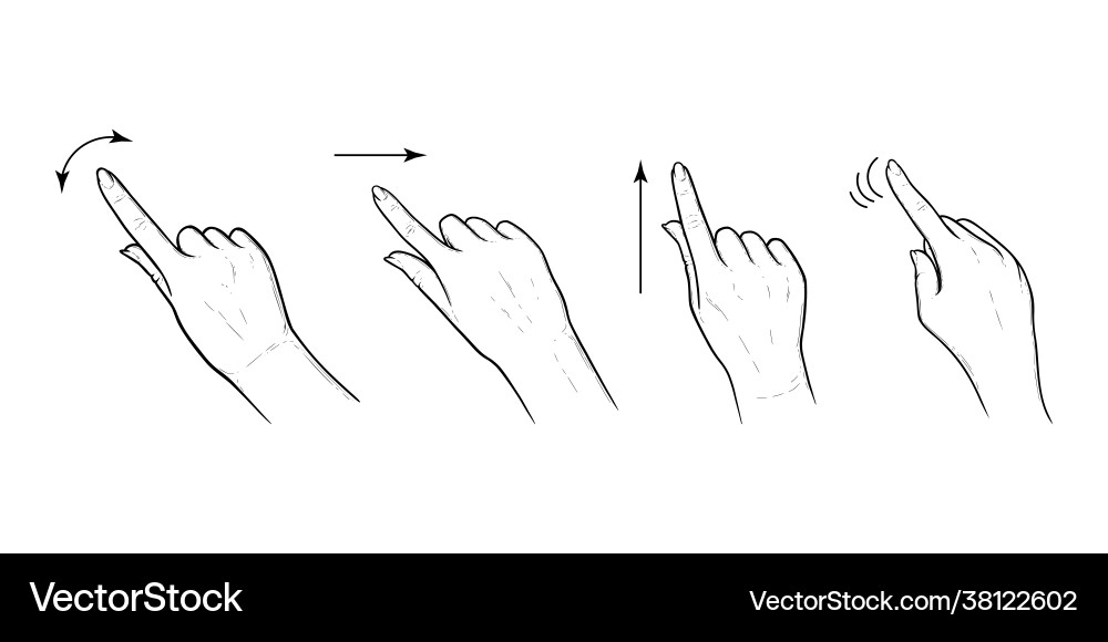 Index finger gestures with arrows for smartphone Index finger gestures with arrows for smartphone Vector Image