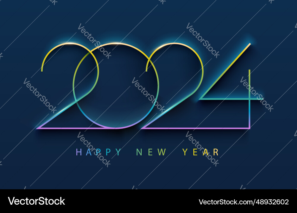 New year 2024 colored numbers Vector Image