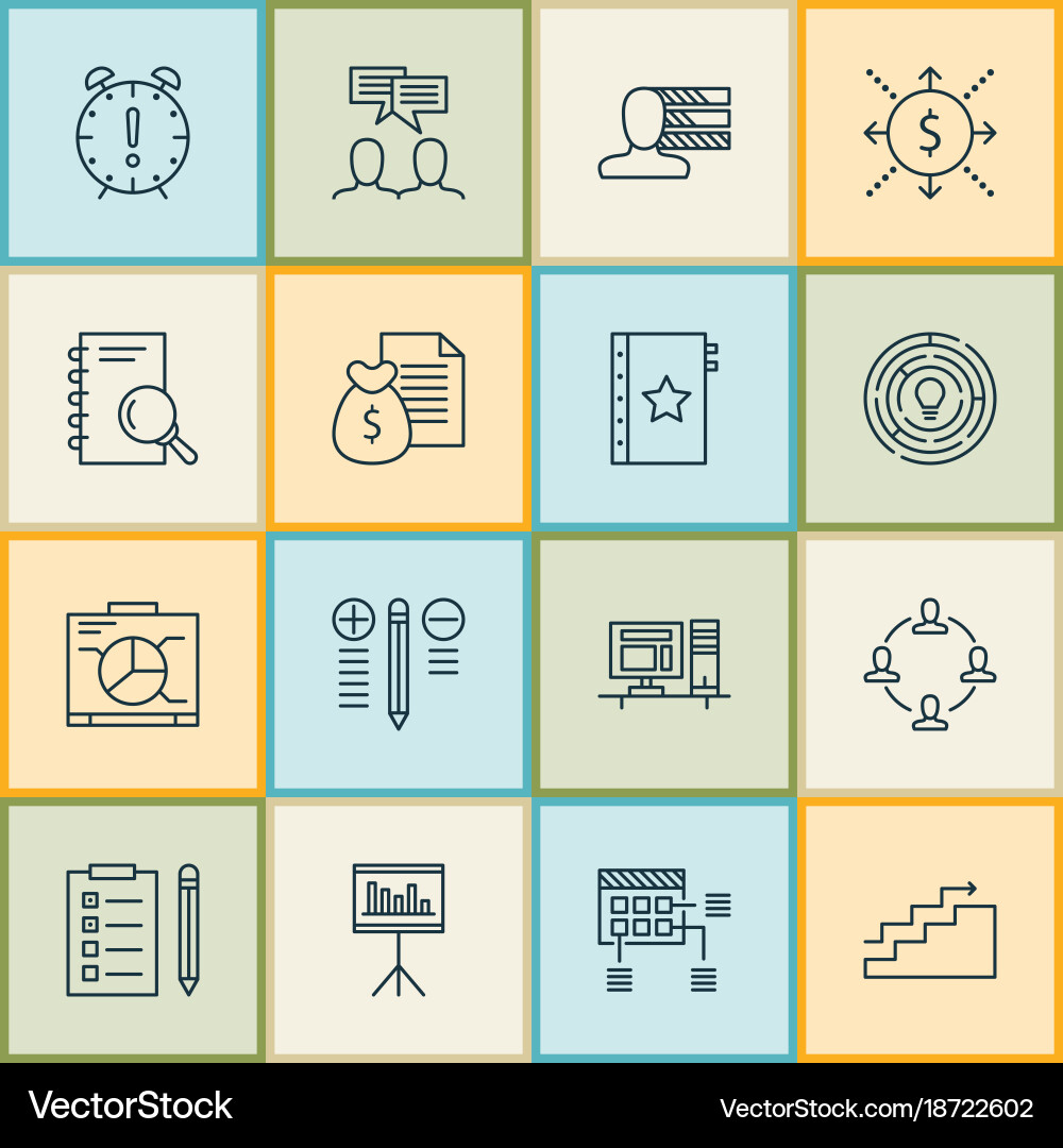 Project icons set with report presentation vector image