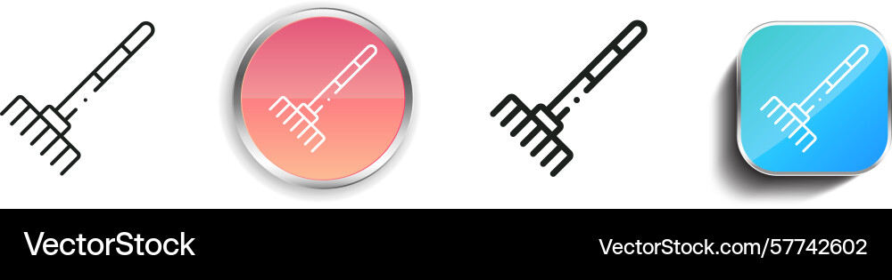 Rake icon thin linear regular and button style Rake icon thin linear regular and button style vector image
