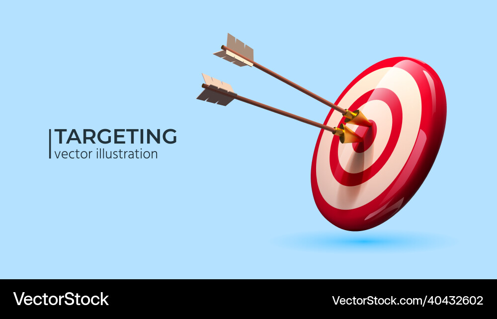 Realistic 3d design red target and arrow Realistic 3d design red target and arrow vector image