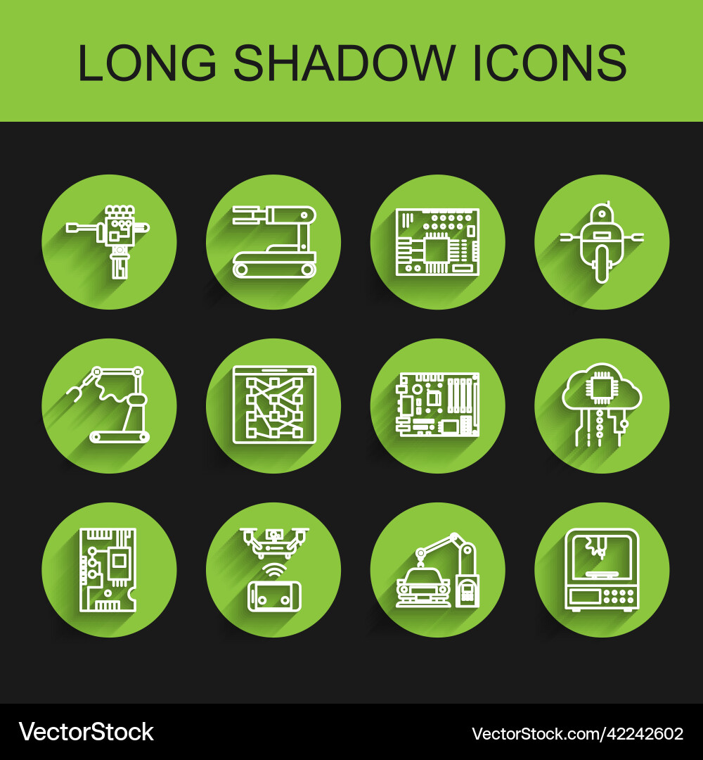 Set line electronic computer components Set line electronic computer components Vector Image